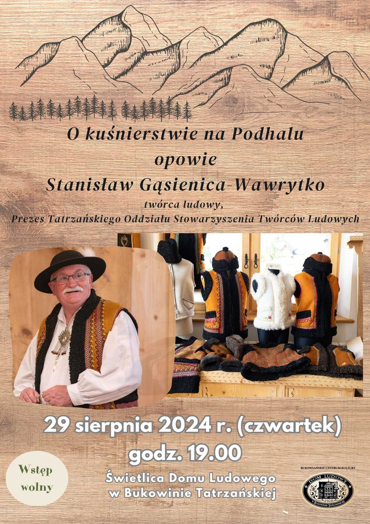 Dom Ludowy 20240829-kusnierstwo-na-podhalu---spotkanie-ze-stanislawem-gasienica-wawrytka